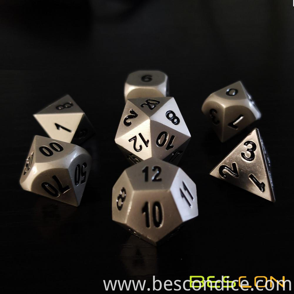 Solid Metal Dice Set Nickle Finish 2